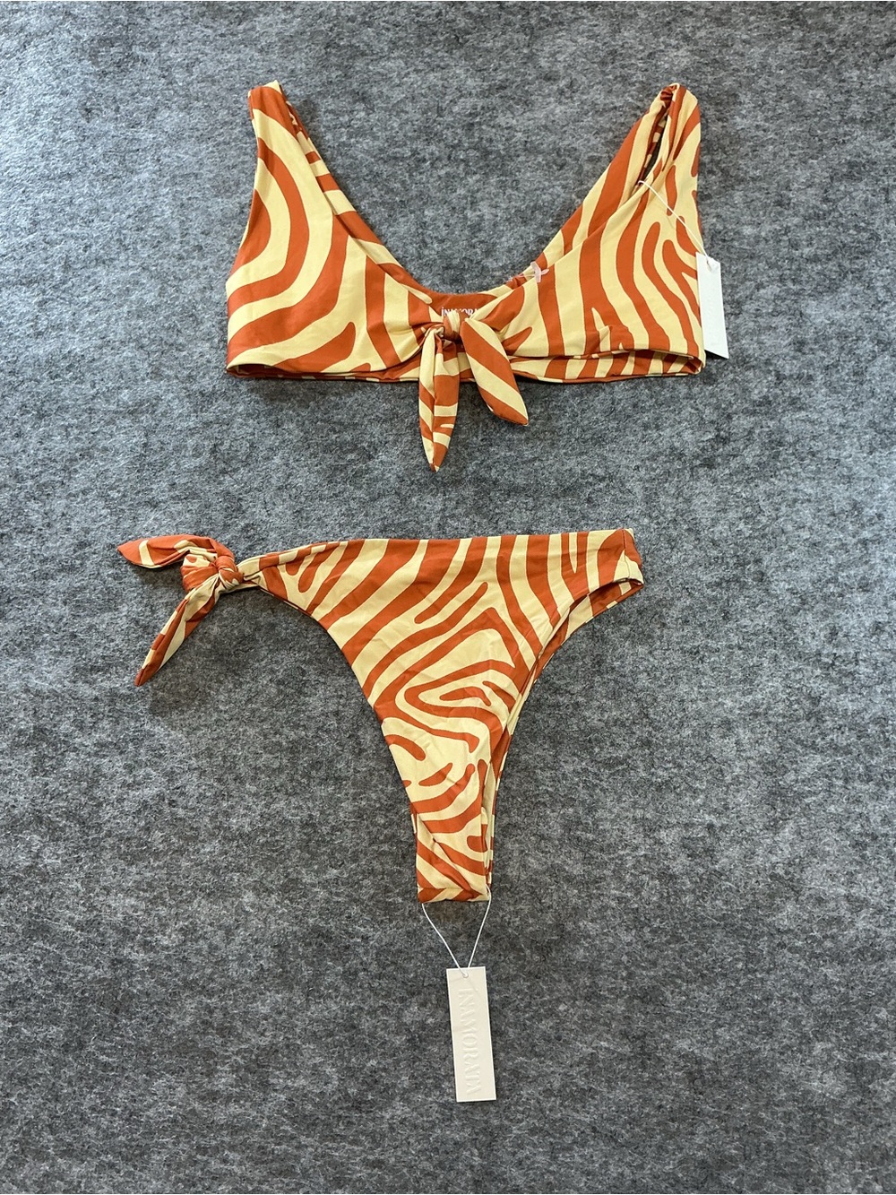 iNAMORATA Orange and Cream Zebra Print Top